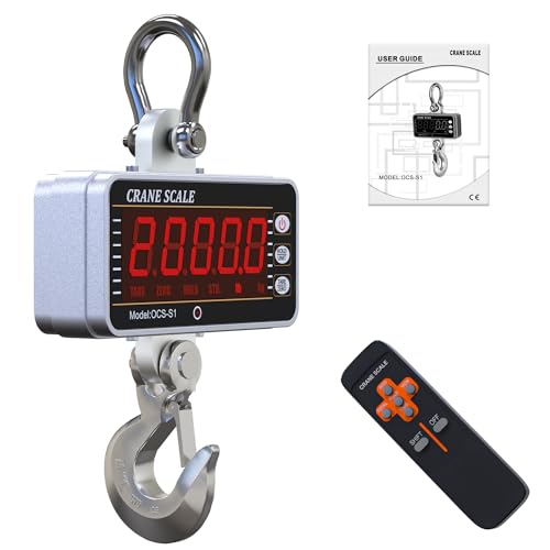 2200lb Digital Crane Scale High Precision Heavy Duty Industrial Hanging Scale with Remote Control Aluminum Case CE Certified Electronic Weighing Crane Scale, for Garage Farm Hunting (Orange)