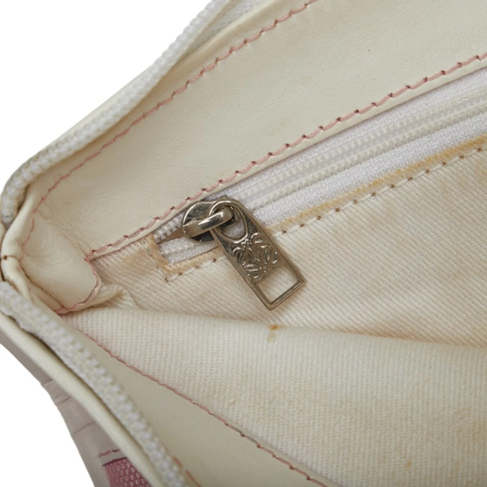 Pre-Owned Loewe Anagram shoulder bag 090401 pink white canvas leather ladies LOEWE (Fair)