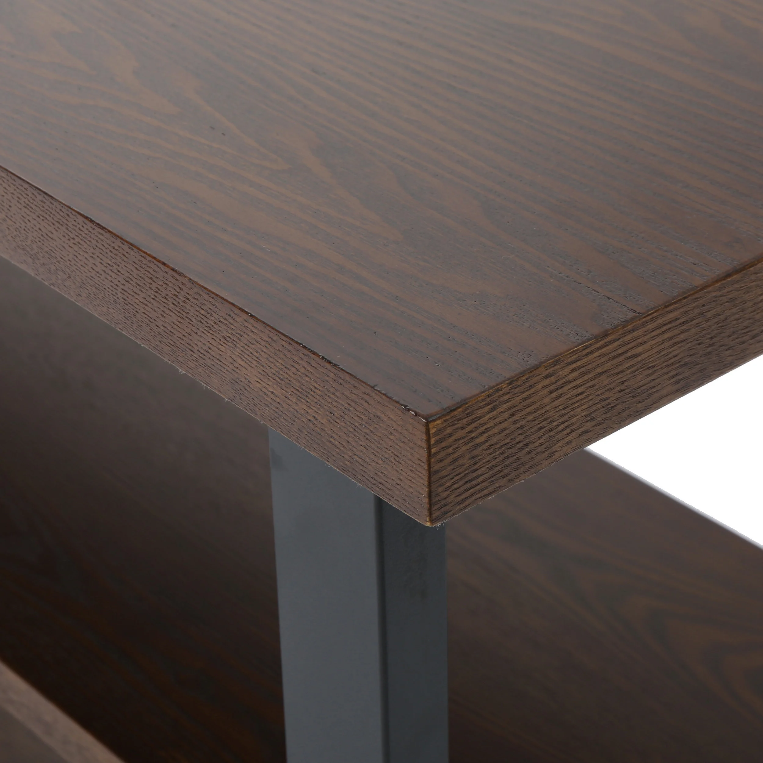 GDF Studio Tricou Modern Industrial Faux Wood 2 Shelf Bookcase, Dark Brown and Gun Metal