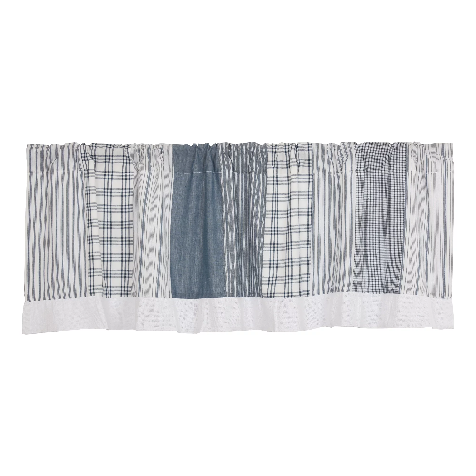 VHC Brands Sawyer Mill Blue Farmhouse Window Panel Set for Living Room or Bedroom with Attached Valance