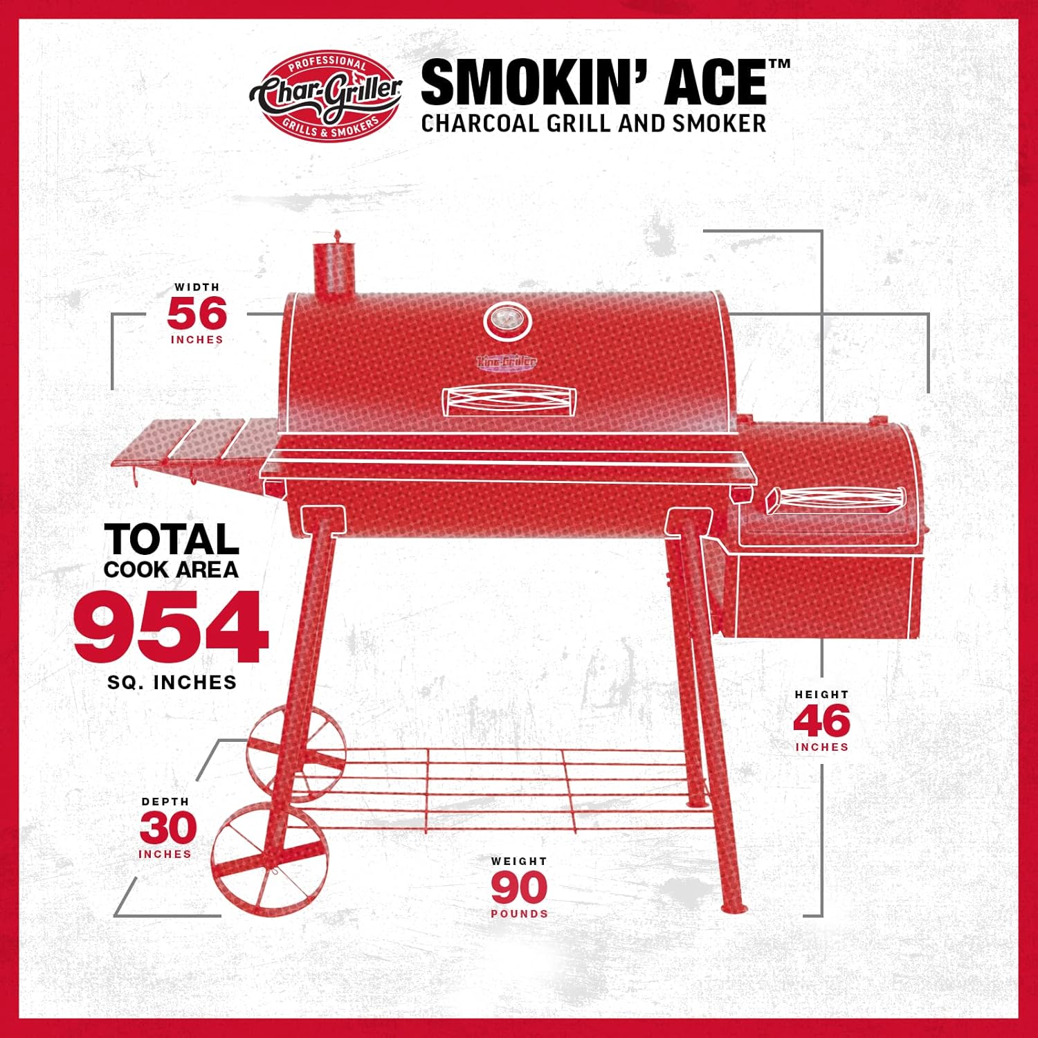 Char-Griller E3018 Smokin' Ace Charcoal Grill, Black
