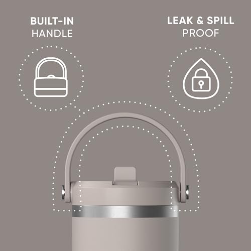 Hydrapeak Nomad 24 oz Tumbler with Handle and Straw Lid, Leakproof, Double Insulated, 24oz Cup Stainless Steel (Blush)