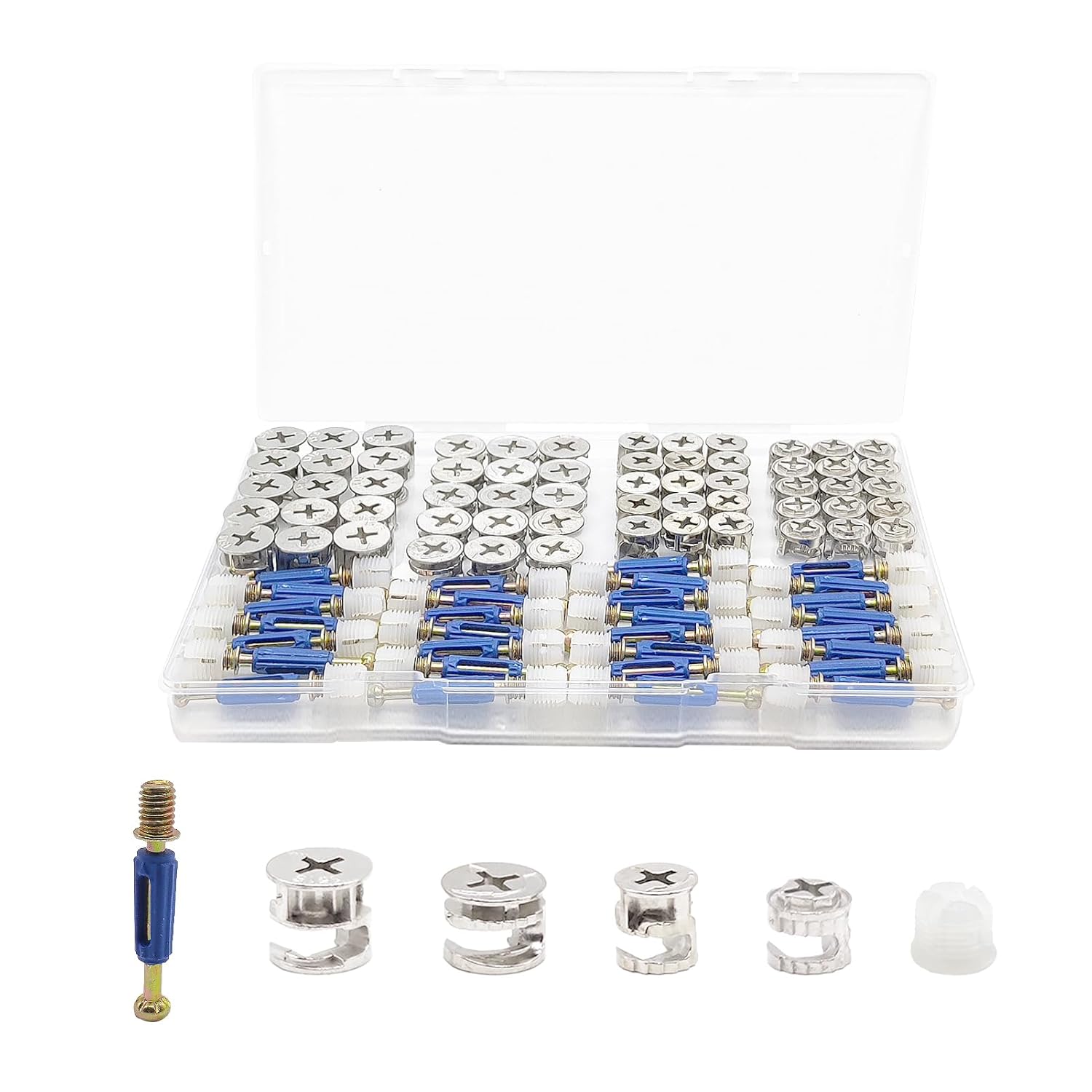 Furniture Cam Lock Fasteners, 120Pcs 3 in 1 Eccentric Wheels Furniture Cam Lock Nuts and and Cam Screws, Furniture Hardware Connecting Cam Lock Connectors Bolt Fittings for Drawer Dresser Cabinet