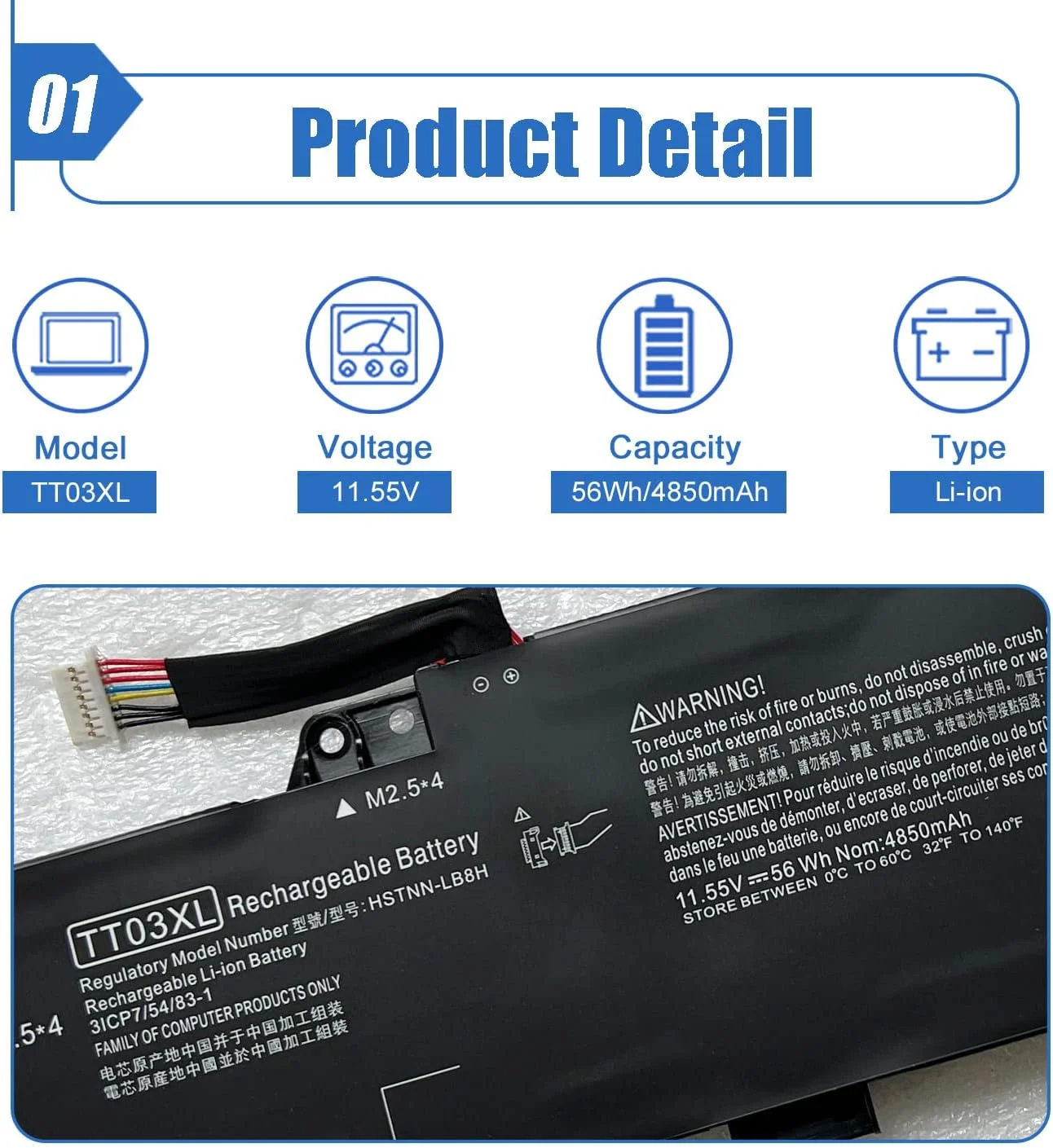 TT03XL 933322-855 Laptop y Compatible with Hp EliteBook 755 G5 850 G5 850 G6 ZBook 15U G5 15U G6 Series