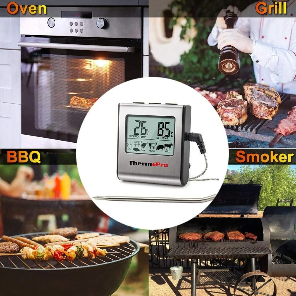 Digital Cooking Meat Thermometer & Clock Timer Food Steak Oven Smoker BBQ Grill, ThermoPro