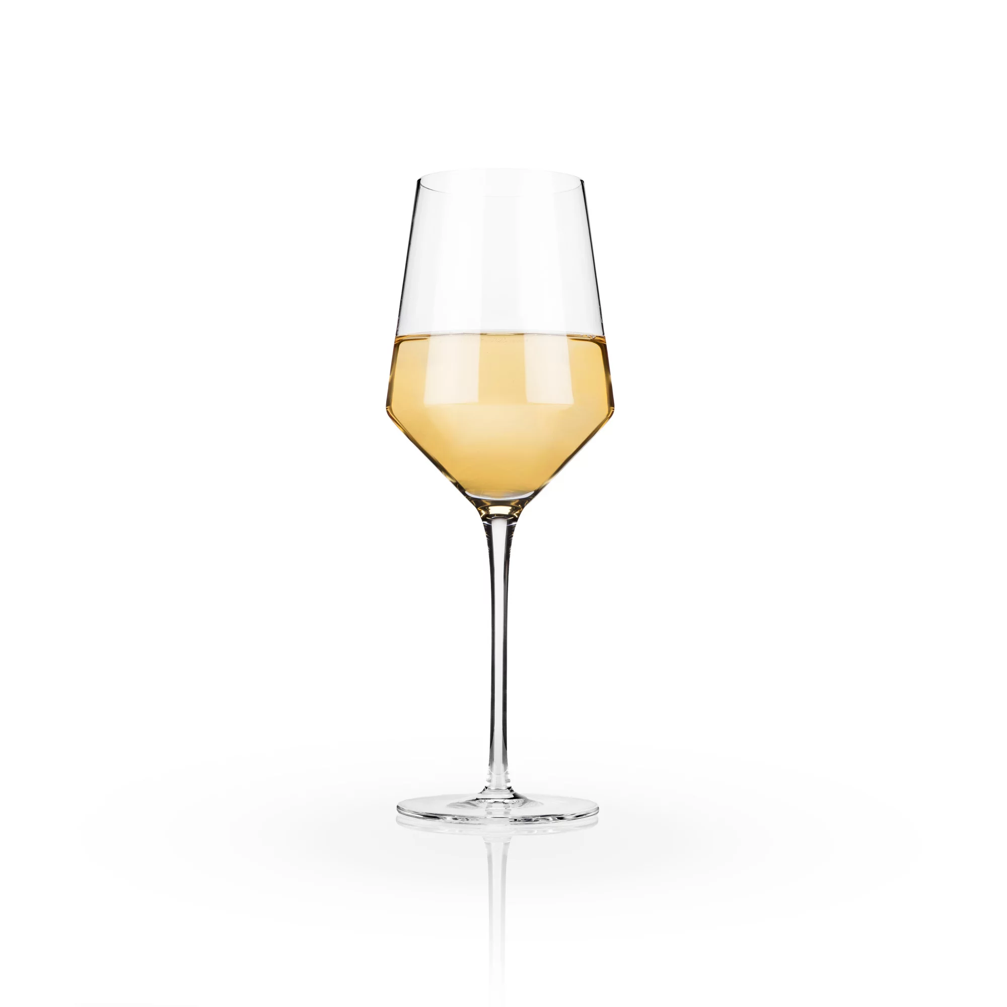 Viski Raye Modern Stemmed Angled Crystal Chardonnay Wine Glasses Set of 2