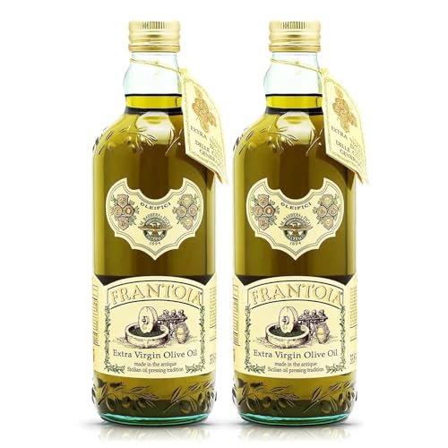 Frantoia Extra Virgin Olive Oil from Italy - Fruity, Unfiltered, Cold Extracted Authentic Sicilian Olive Oil - Fresh Harvest, Imported From Italy - 33.8 fl oz - Pack of 2