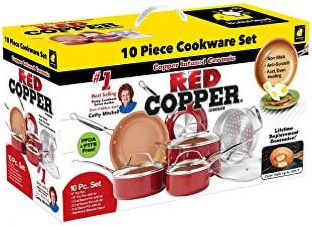 10 pc copper-infused ceramic non-stick cookware set