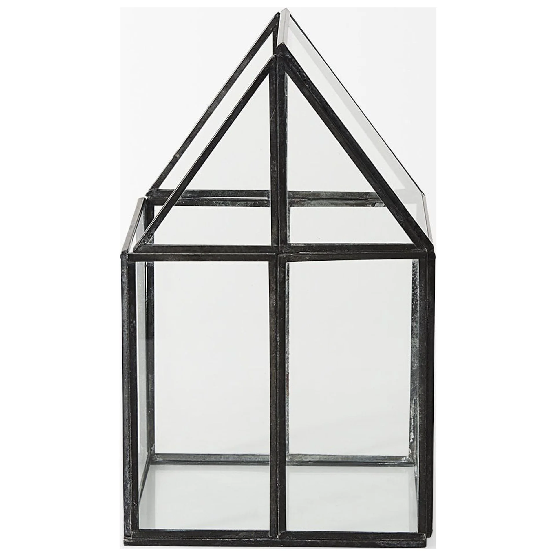 HomeRoots 392580 Petite House Shaped Glass Terrarium, Black