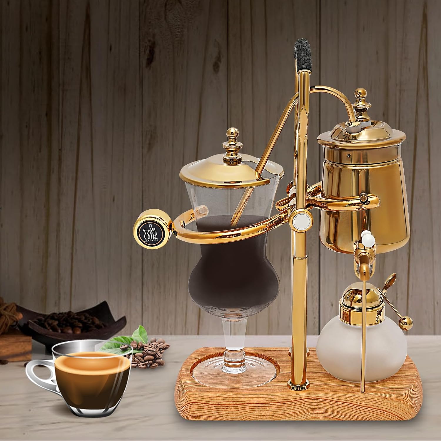Luxury Royal Family Balance Syphon Siphon Coffee Maker Gold Siphon Brewer, Classic Retro Luxury