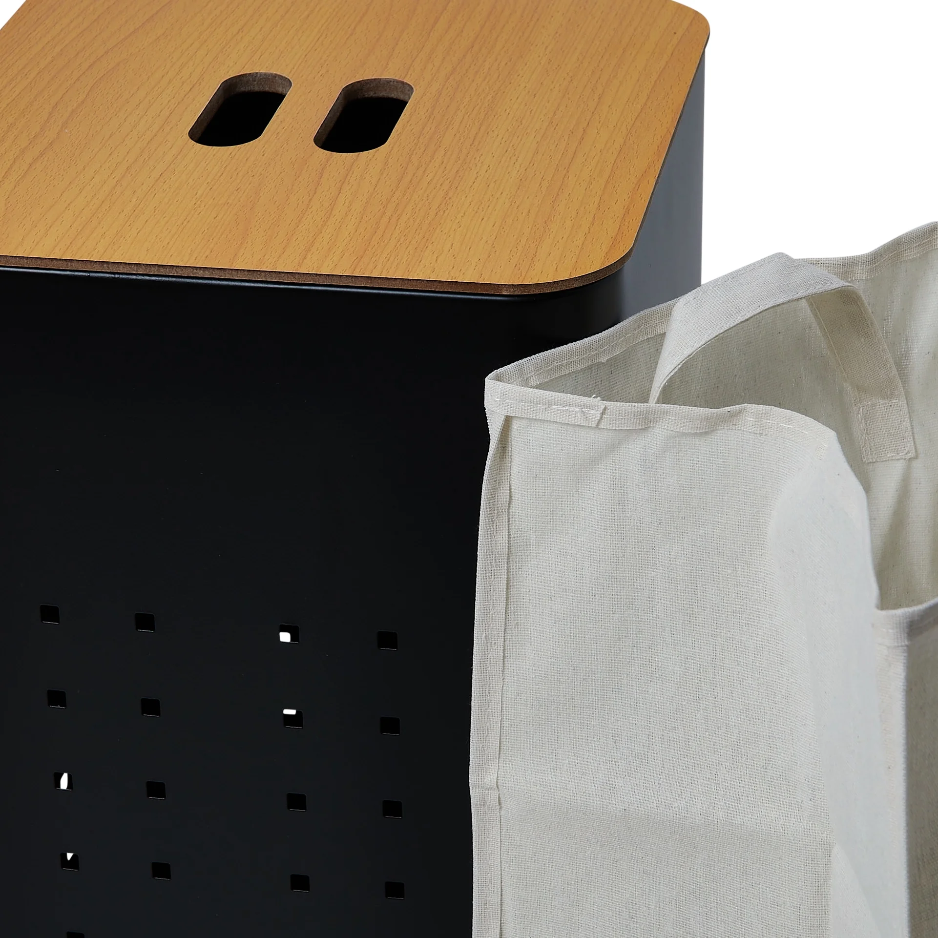 Steel Laundry Hamper with Lid, Matte Black