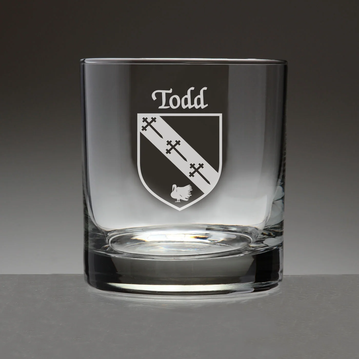 Todd Irish Coat of Arms Tumbler Glasses - Set of 4 (Sand Etched)