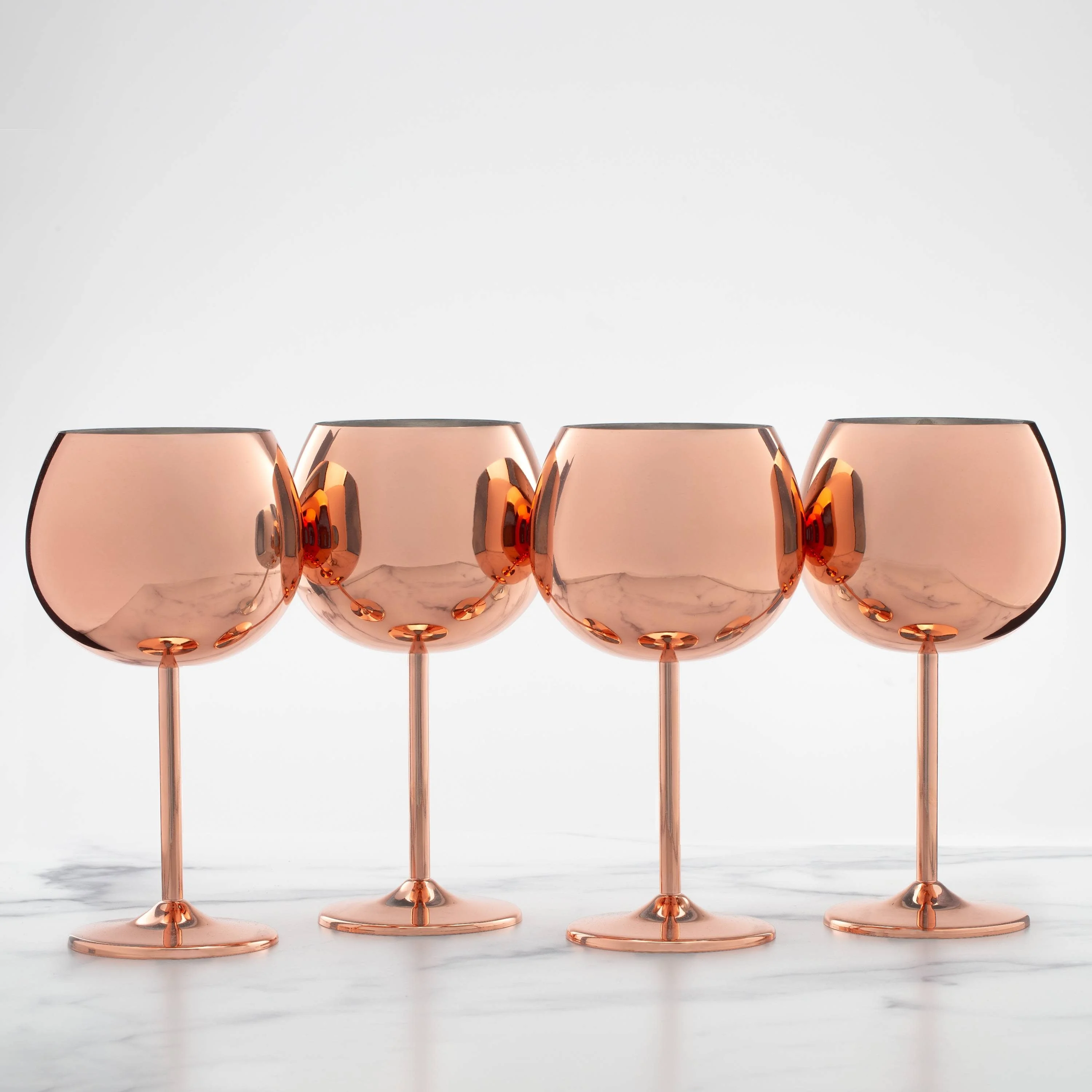 Cambridge Set of 4, 12 Ounce Balloon Single wall Copper Wine Glass