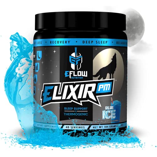 eFlow Nutrition Elixir PM - Night time Fat Burner and Natural Sleep Support - GABA, l-carnitine, melatonin, Sleep & Relaxation, pm Weight Loss - Warrior Punch (40 Servings)