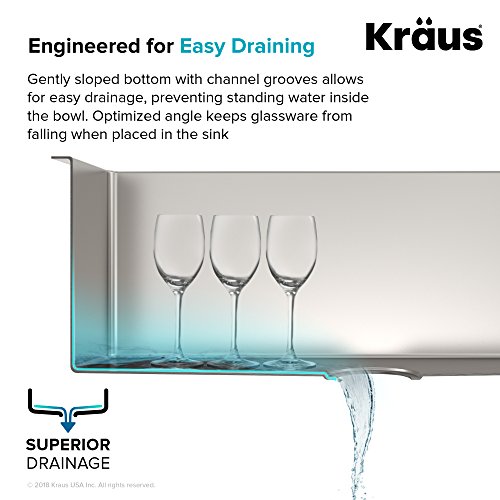 KRAUS Standart PRO 22-inch Drop-In Top Mount 16 Gauge Stainless Steel Single Bowl Laundry Utility Sink, KHT301-22L