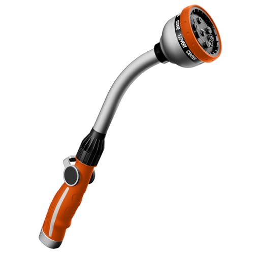 RESTMO Watering Wand Heavy Duty, Metal Garden Hose Wand with 10 Spray Patterns, 15-Inch Long Hose Nozzle Sprayer with Thumb Flow Control, Ideal to Water Hanging Baskets and Shrubs