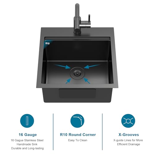 25 Inch Utility Laundry Sink Drop In 16 Gauge Stainless Steel Single Bowl Laundry Room Sink Laundry & Utility Room Kitchen Sinks 25