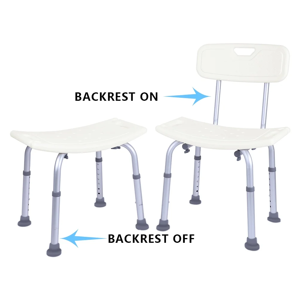 Zimtown Tool-Free Assembly Spa Bath Adjustable Shower Chair Seat Bench with Removable Back