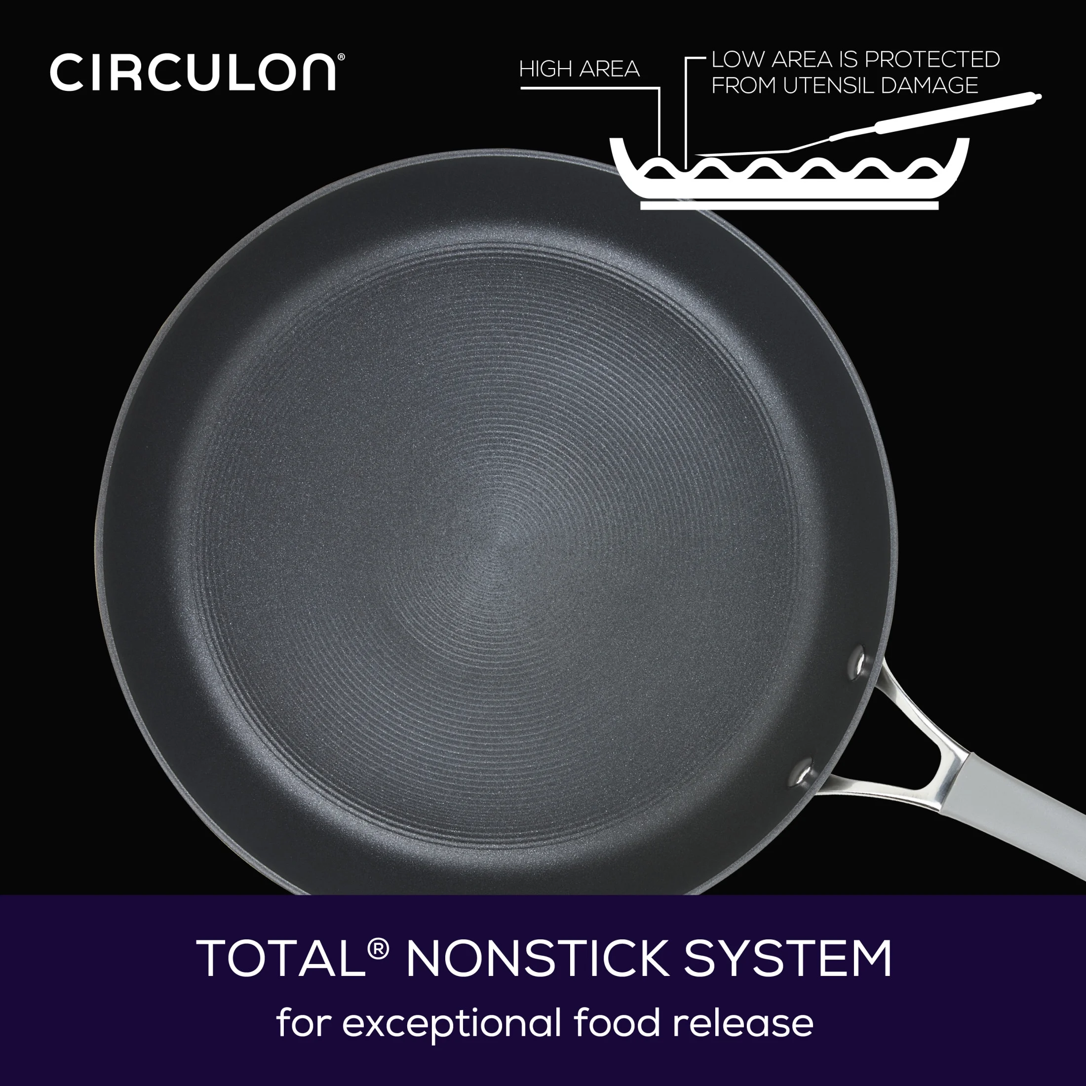 Circulon Elementum 12inch Hard-Anodized Nonstick Deep Frying Pan with Lid, Gray
