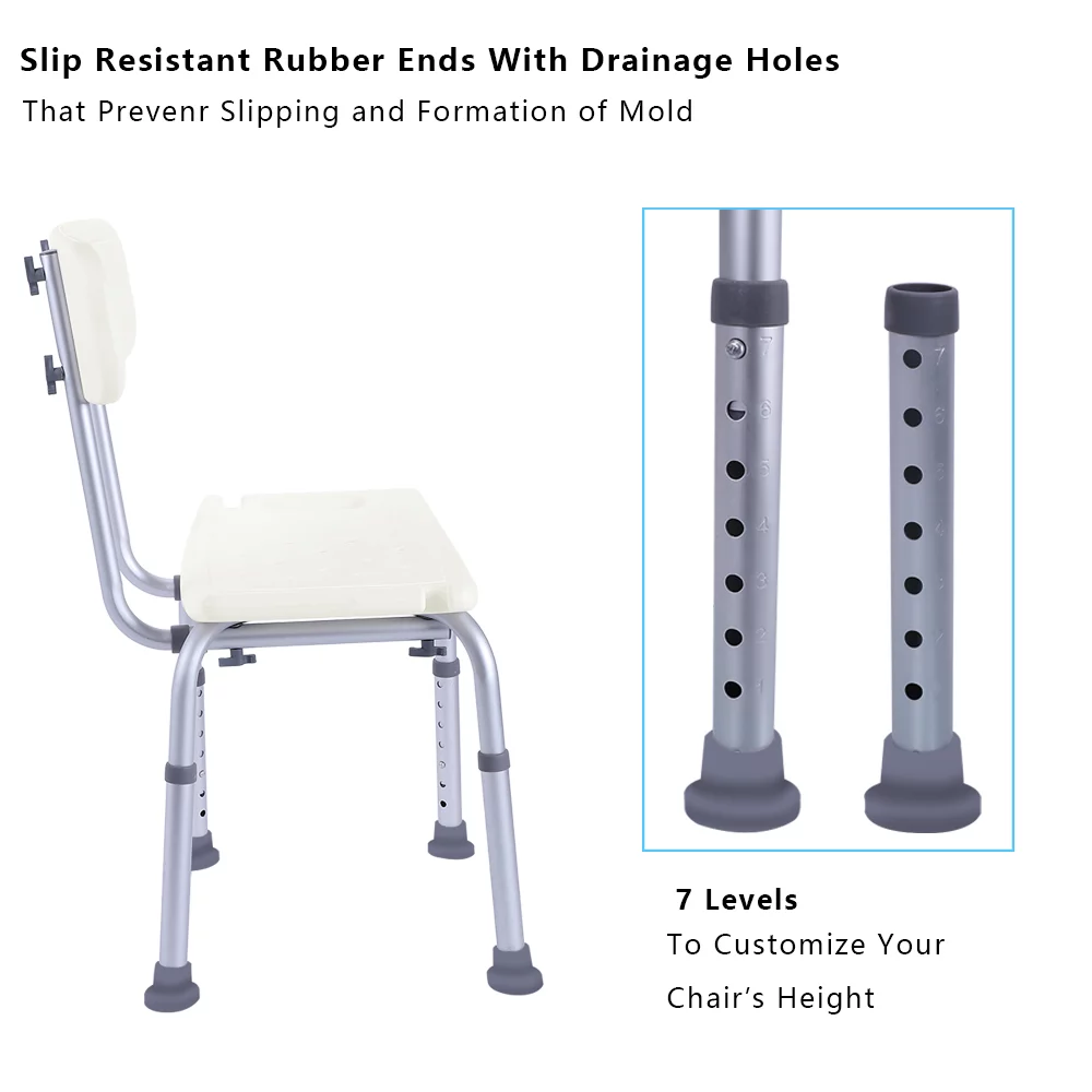 Zimtown Tool-Free Assembly Spa Bath Adjustable Shower Chair Seat Bench with Removable Back