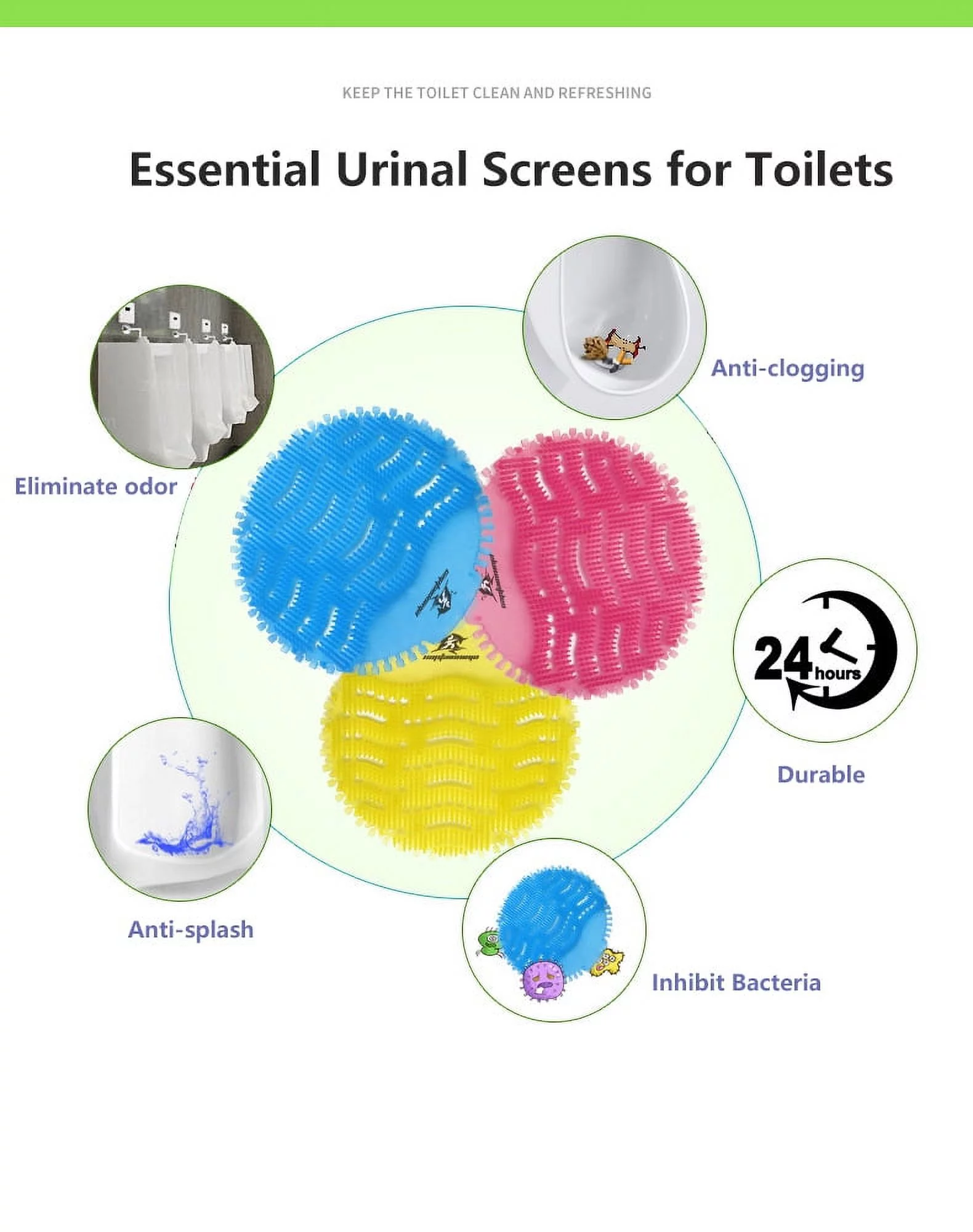 30 Pack Urinal Screens Deodorizer Air Fresheners Floral Scent Lasts up to 30 Days for Home,Office,Bathroom