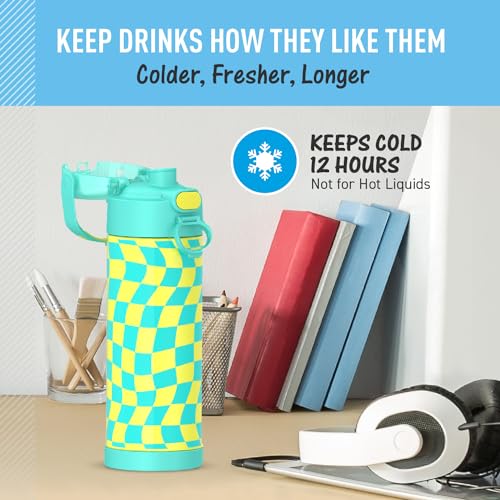 THERMOS FUNTAINER 16 Ounce Stainless Steel Vacuum Insulated Bottle with Wide Spout Lid, Apricot