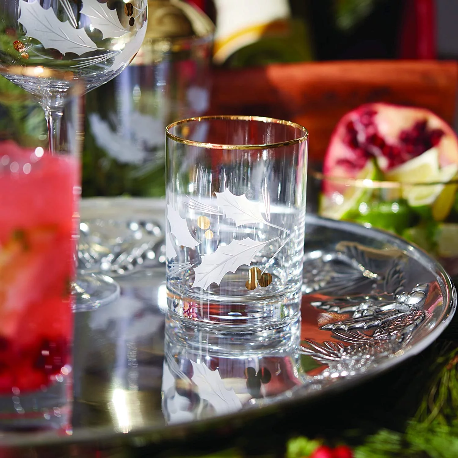 Lenox Holiday Gold 4-Piece Double Old Fashioned Glass Set