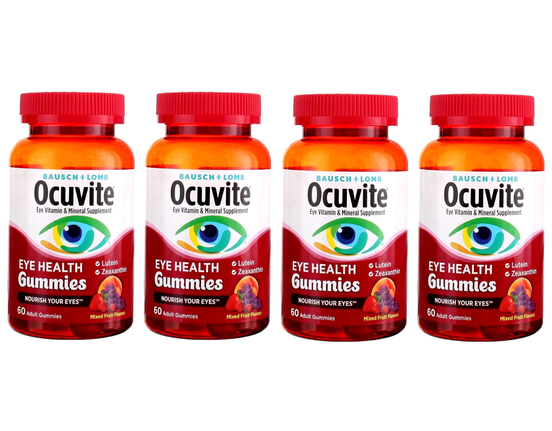 Ocuvite Eye Vitamin & Mineral Supplement, Eye Health Adult Gummies, Contains Lutein & Zeaxanthin, 60 Gummies, 4-Pack
