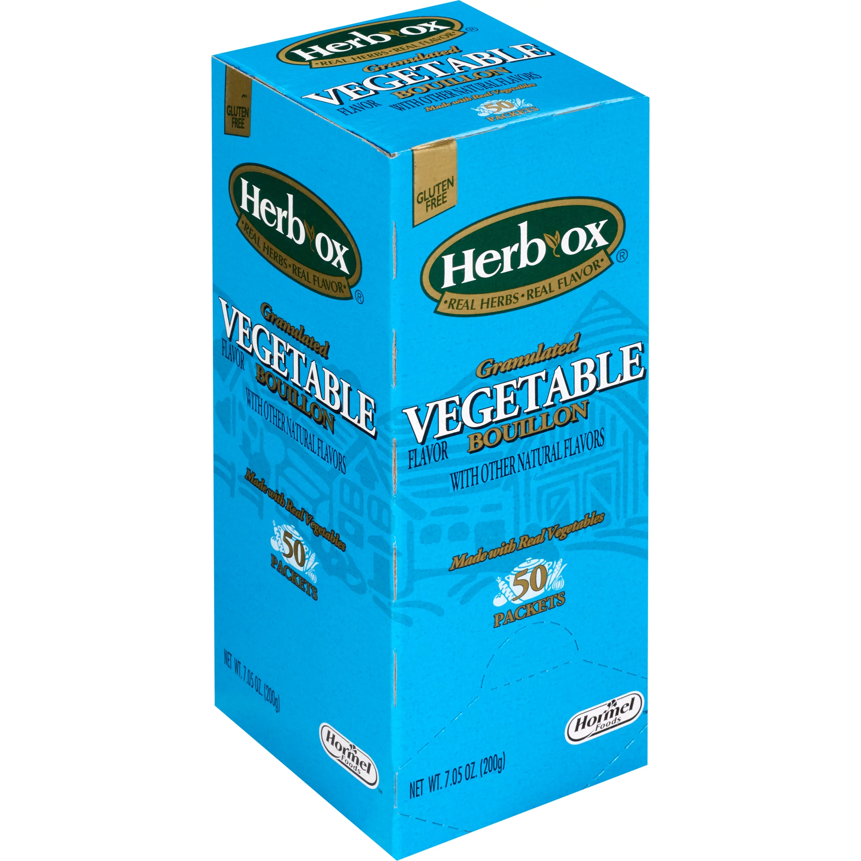 Herb-Ox Instant Broth, Vegetable Flavor, Liquid, 7.5 oz. Individual Packet, Box of 50
