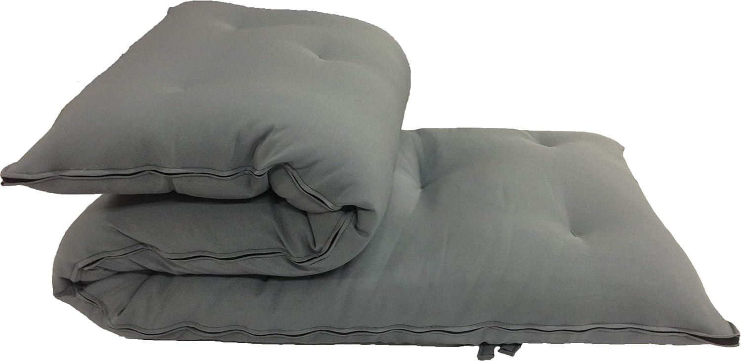 D&D Futon Furniture Gray Full Size Traditional Japanese Floor Rolling Mattresses, Cotton/Foam Shiki Futon 80 x 54 x 3
