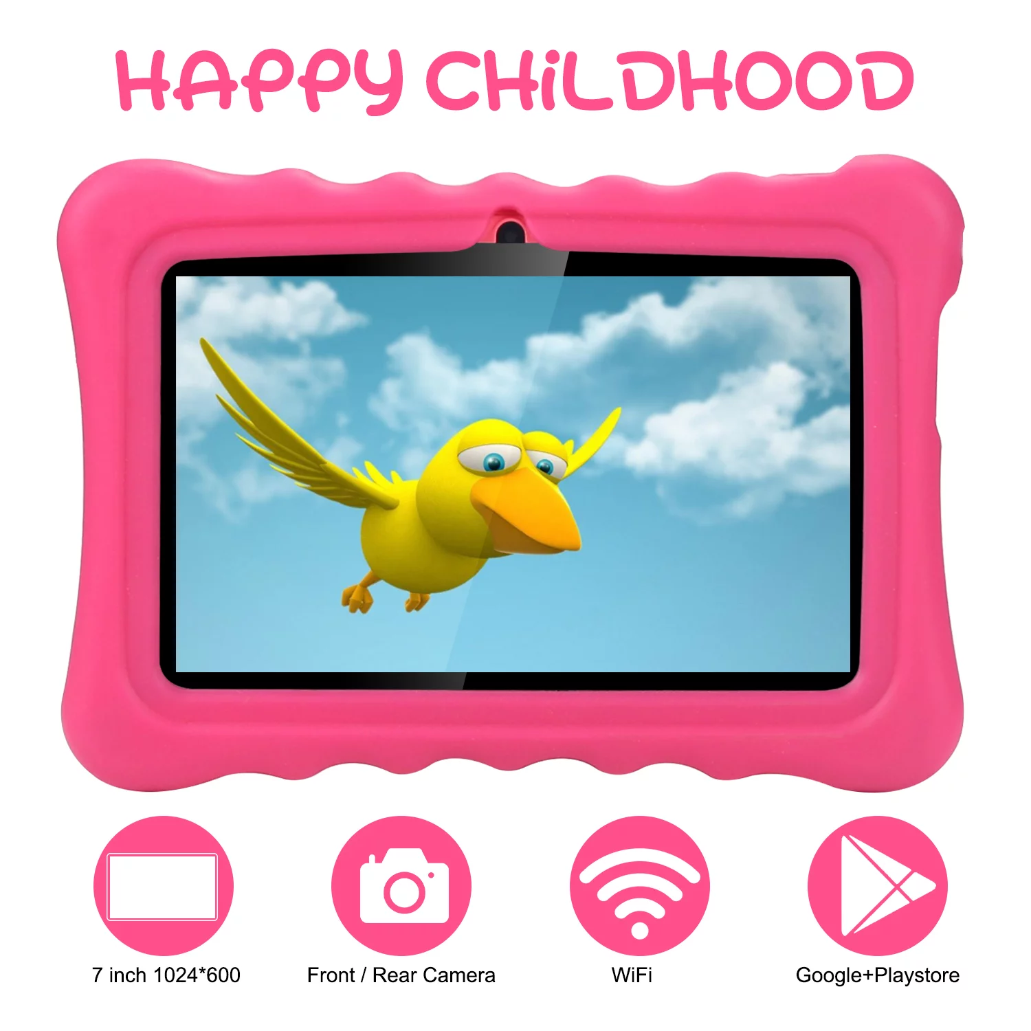 Tagital T7K Plus 7” Android Kids Tablet WiFi Camera for Children Infants Toddlers Kids Parental Control with Kickoff Stand Case Android 9.0 (2020 Version)