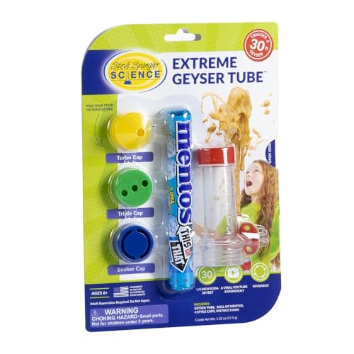 Steve Spangler Science Extreme Geyser Tube - Science Kit for Kids - Mentos & Soda Lab Experiment - Includes Tube, Candy, & Unique Spray Caps - Chemistry Magic - Classroom STEM Project
