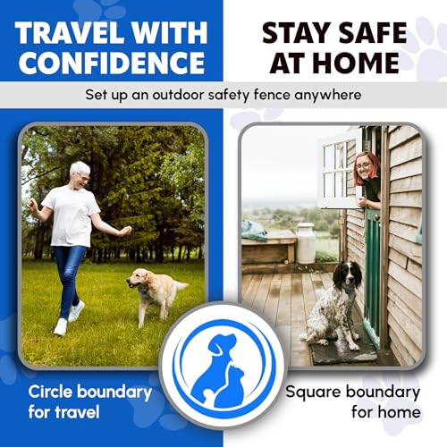 Upgrated GF02 Plus - Customizable GPS Dog Fence with Remote Training, No Subscription Required, Set Up Boundary in 1 Minute with App, Waterproof GPS Dog Collar System, Long Battery Life