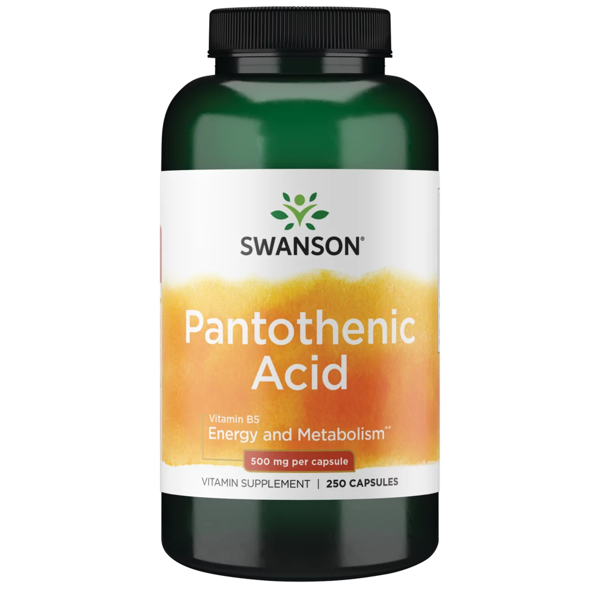 Swanson Pantothenic Acid Capsules, 500 mg, 250 Count