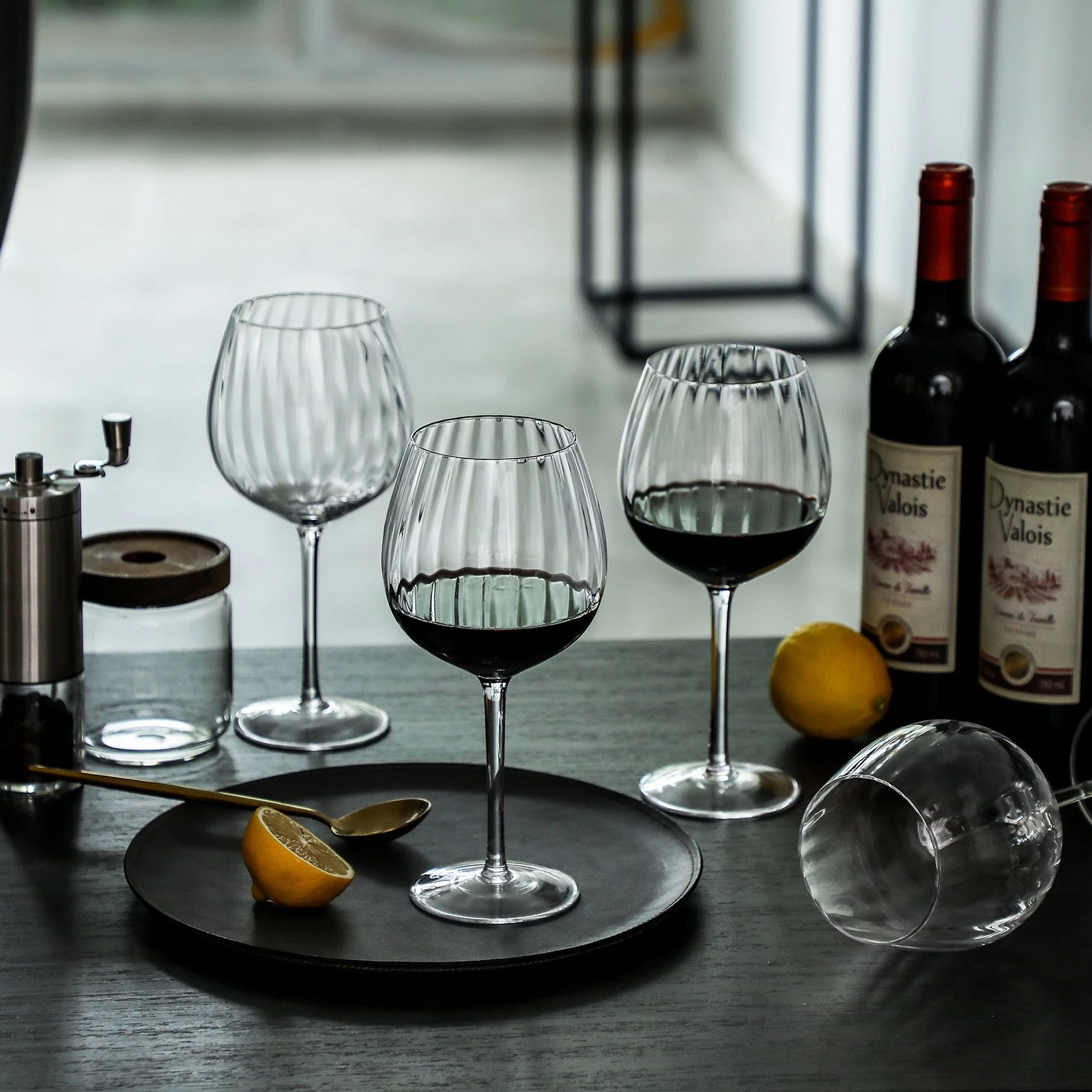 Ribbed Optic Wine Glasses set of 4
