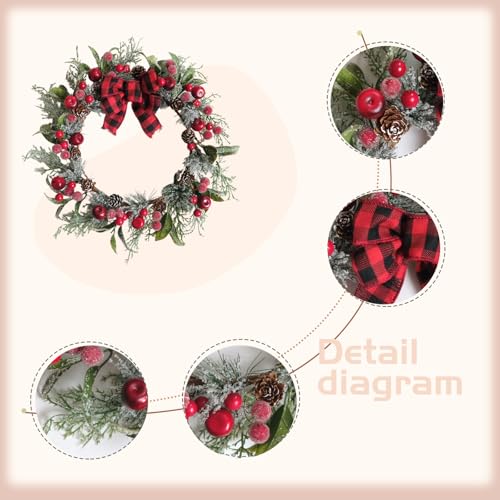 idyllic 4 PCS 12 Inch Christmas Wreath Set - Christmas Candle Rings Wreaths with Pine and Berries, Small Artificial Window Wreaths for Home, Kitchen, Table, Candle Decor, Holiday Decoration