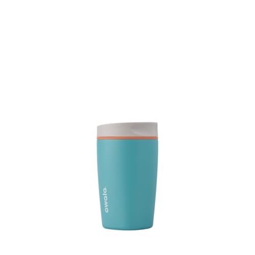 Owala SmoothSip Slider Insulated Stainless Steel Coffee Tumbler, Reusable Iced Coffee Cup, Hot Coffee Travel Mug, BPA Free 20 oz, Pink (Pucker Up)