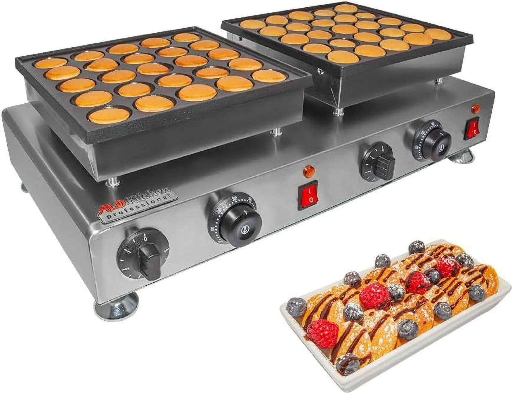 Mini Dutch Pancake Baker Maker 50-Hole Electric Mini Dutch Pancake Machine 1.8 Inches Automatic Poffertjes Grill 3-5 Minutes Nonstick For Home And Restaurants