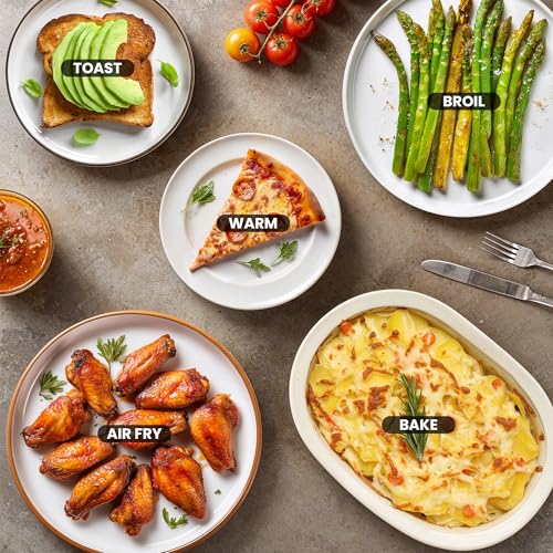 Elite Gourmet EAF0852SS 8.5Qt. Capacity Air Fryer Oven, Air Fry, Broil, Toast, Bake & Broil with Convection, Time and Temperature Controls, 800-Watts, Includes 25 Delicious Recipes, Stainless Steel