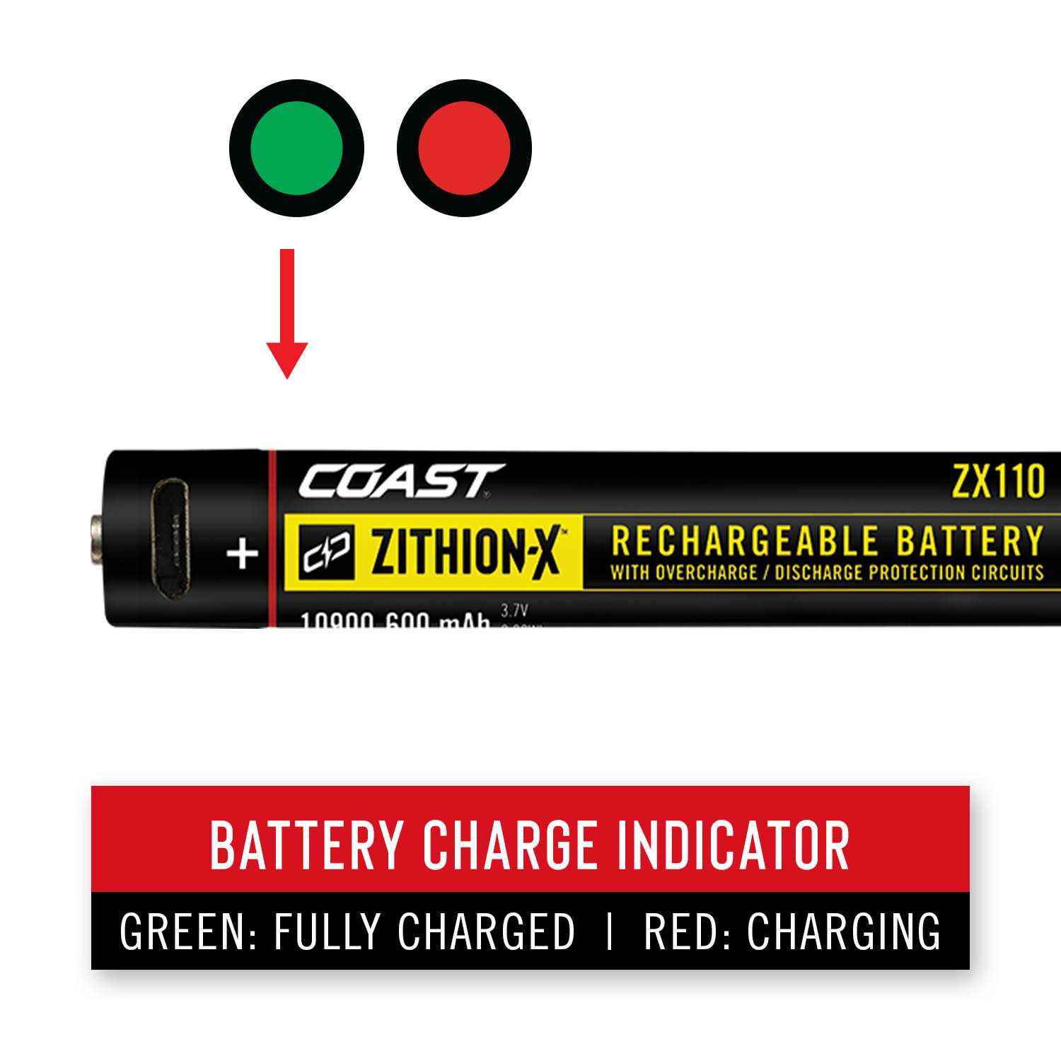 Coast ZX110 ZITHION-X Micro-USB Rechargeable Battery for G20 Flashlight