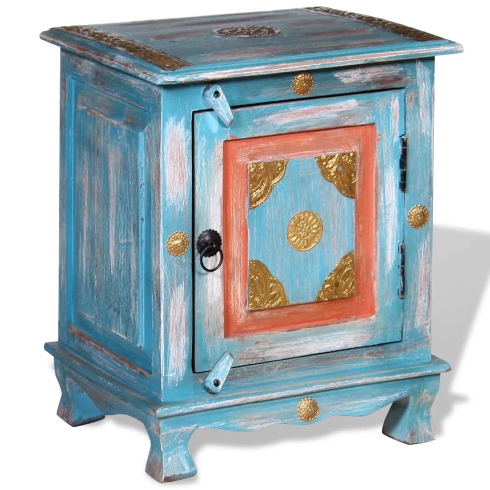 moobody Nightstand Solid Mango Wood Blue