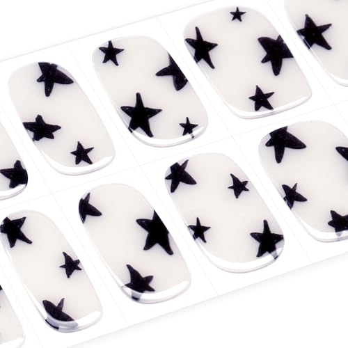 DANNI & TONI Semi Cured Gel Nail Strips Christmas Santa Claus Snowflakes Cat Eye Gel Nail Wraps 28 Stickers | Mistletoe Meow