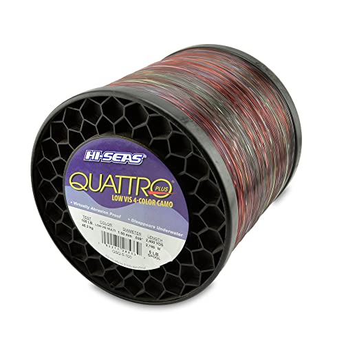 HI-SEAS Quattro Monofilament Fishing Line - Low-vis 4 Color Camo, Strong & Durable Performance Saltwater Main Line