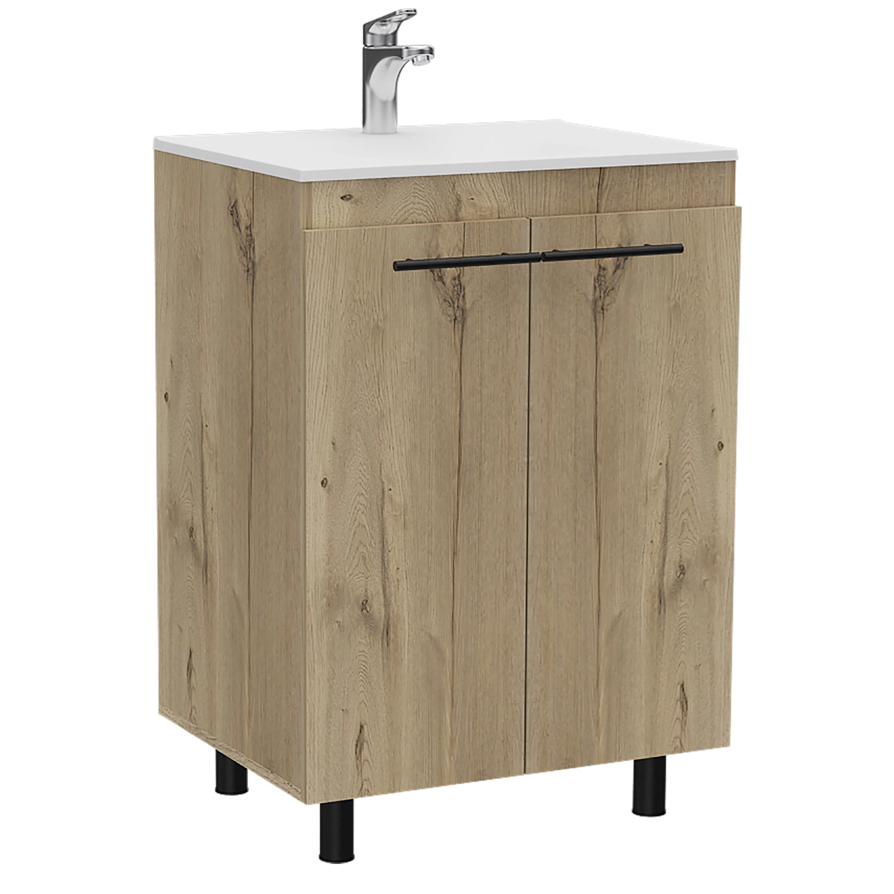 Depot Eshop, Dustin Free Standing Sink Cabinet, Bathroom Cabinet, Light Oak, Modern
