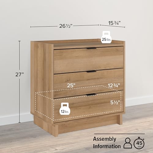 Prepac Sonoma Traditional Tall Nightstand Side Table with 3 Drawers, Functional Tall 3-Drawer Bedside Table 16