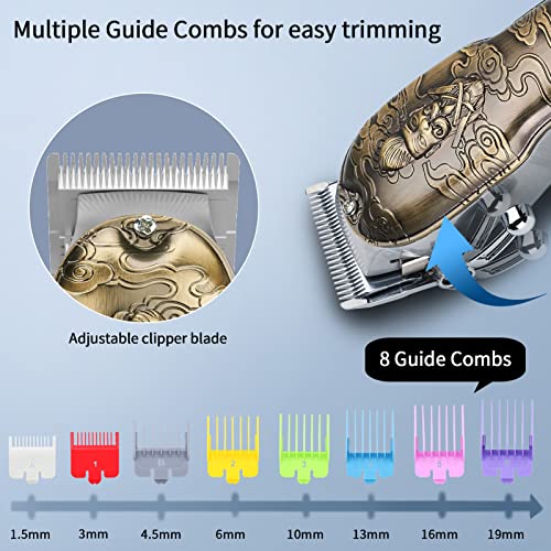 Professional Hair Clippers for Men,Hair Clippers+T-Blade Trimmer+Electric Shaver+Nose Hair Trimmer Set,4 in 1 Cordless Barber Hair Cutting Kit LCD Display Gifts (Gray)