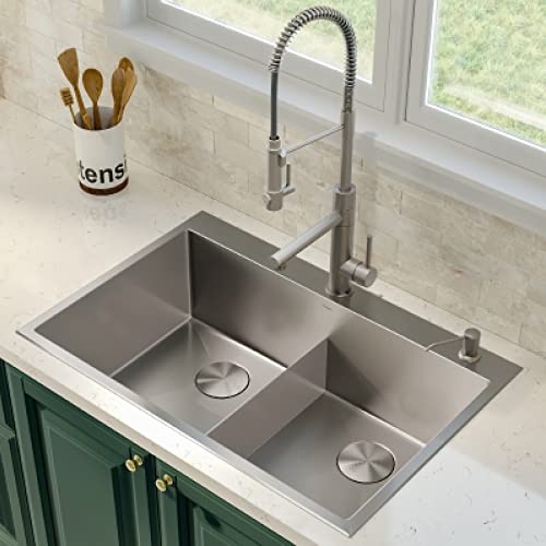 KRAUS Standart PRO 22-inch Drop-In Top Mount 16 Gauge Stainless Steel Single Bowl Laundry Utility Sink, KHT301-22L