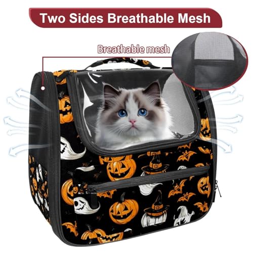 Halloween Pumpkin Cat Carriers Dog Carrier Pet Carrier with Locking Safety Zippers for Cats, Kitties, Puppies and Small Dogs