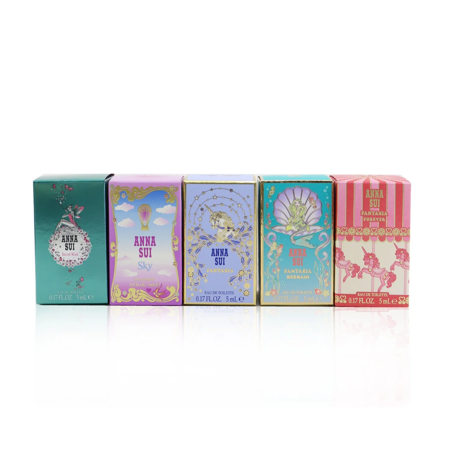 Anna Sui Miniature Coffret: Secret Wish 5ml + Sky 5ml +Fantasia 5ml  + Fantasia Mermaid 5ml + Fantasia Forever 5ml  5x5ml/0.17oz