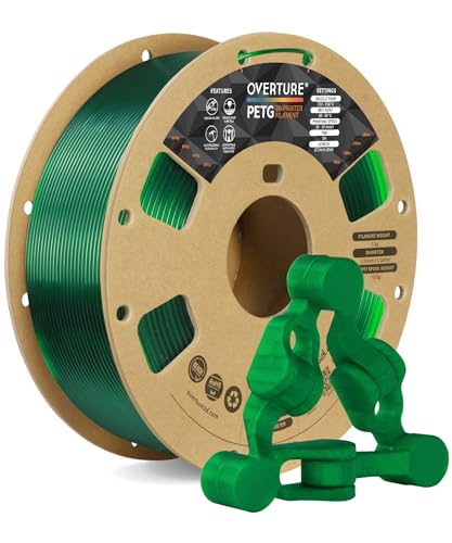 OVERTURE PETG 3D Printer Filament 1.75mm, Neatly Wound Durable PETG 2kg Spool (4.4lbs), Strong Toughness Filament, Dimensional Accuracy +/- 0.02mm, Fit Most FDM Printers (Black (2-Pack))